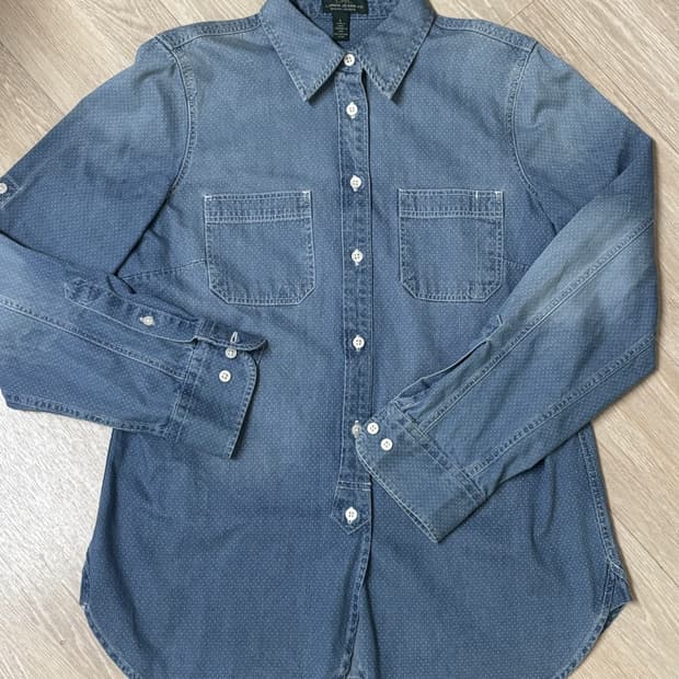 데님 도트 셔츠 데님셔츠 도트셔츠