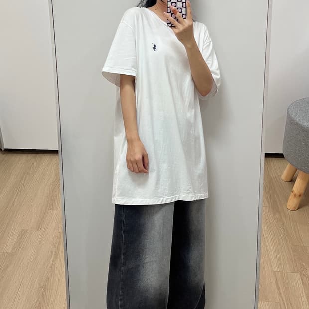 폴로 랄프로렌 네이비 포니 화이트 반팔 티셔츠 105
