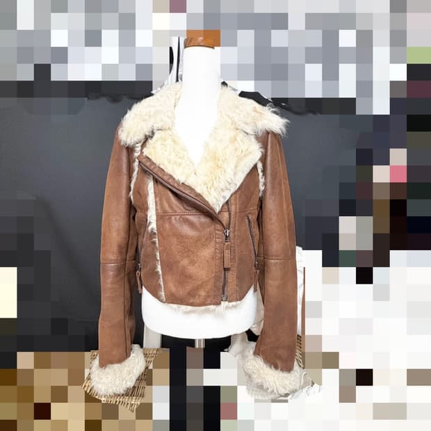 GGPXㅡ 천연 양털+ 천연 양가죽 라이더 털 자켓 s사이즈/새거수준