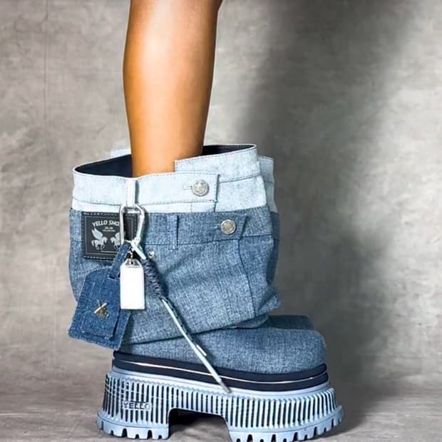 이엘로 품절제품 - 데님 플랫폼 부츠 M(245미만) 새제품