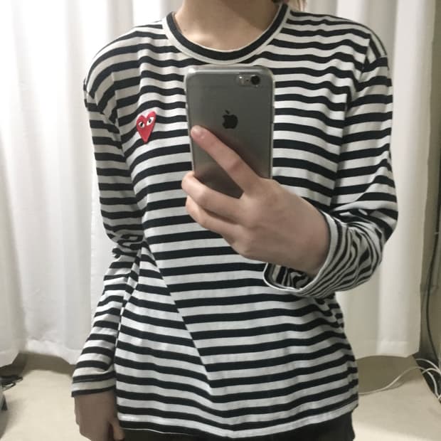 꼼데가르송 스트라이프 검흰 긴팔티셔츠 롱슬리브