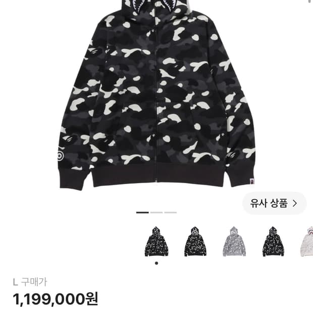 베이프 시티 카모 샤크 풀집 후드 블랙