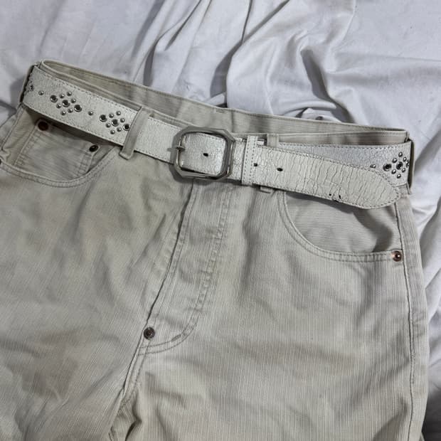 빈티지 스터드 크랙 레더 벨트 y2k