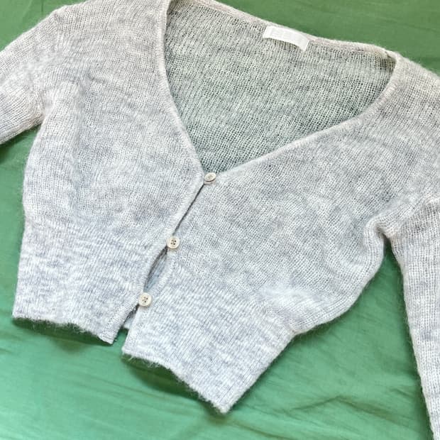 슬로우가먼츠 키드모헤어 크롭 가디건