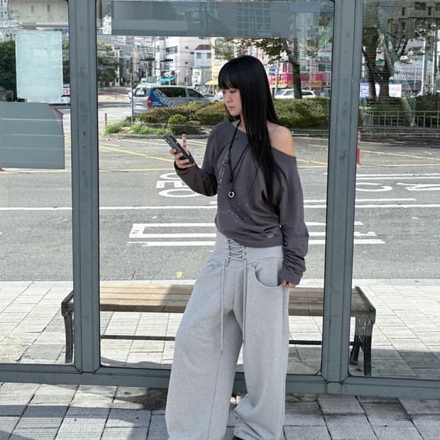 0104 F/NO.14 WIDE LACE-UP SWEAT PANTS