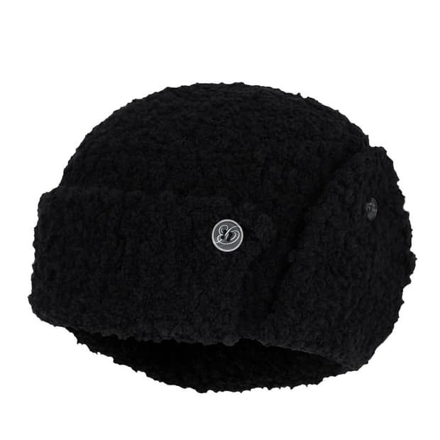 BUTTON EAR MUFF BEANIE (BLACK)
