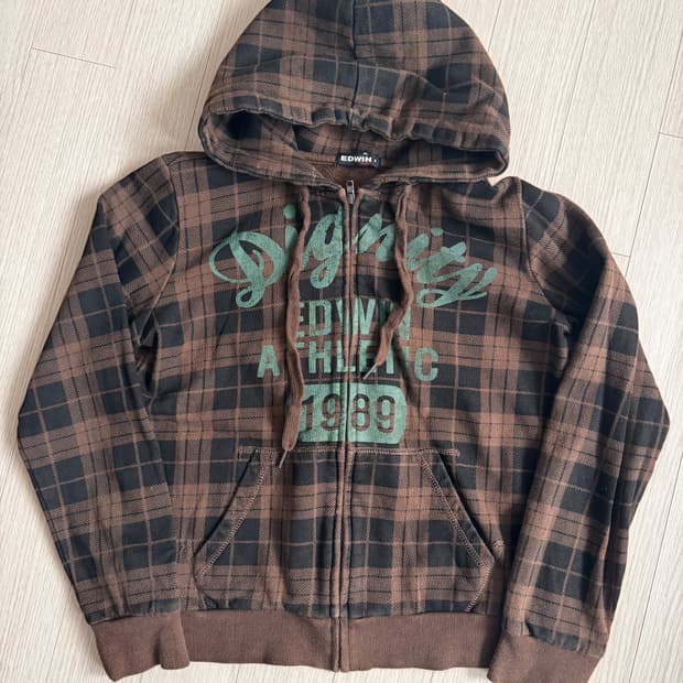 에드윈 체크 후드집업