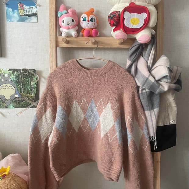 모리걸 빈티지 핑크 아가일 니트 🤍💗