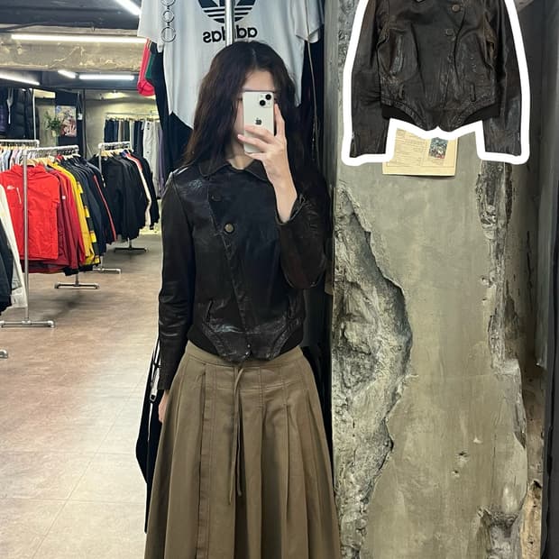 빈티지 양가죽 레더 자켓 브라운 S #csz2085