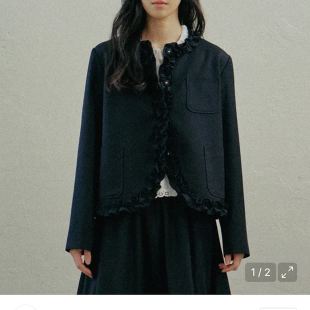 S) 호쿠스포쿠스 25ss 젠틀 프릴 블레이저 다크 네이비