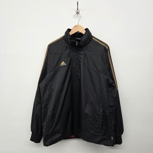 아디다스 블랙 바람막이 점퍼 금색 삼선 남성 L