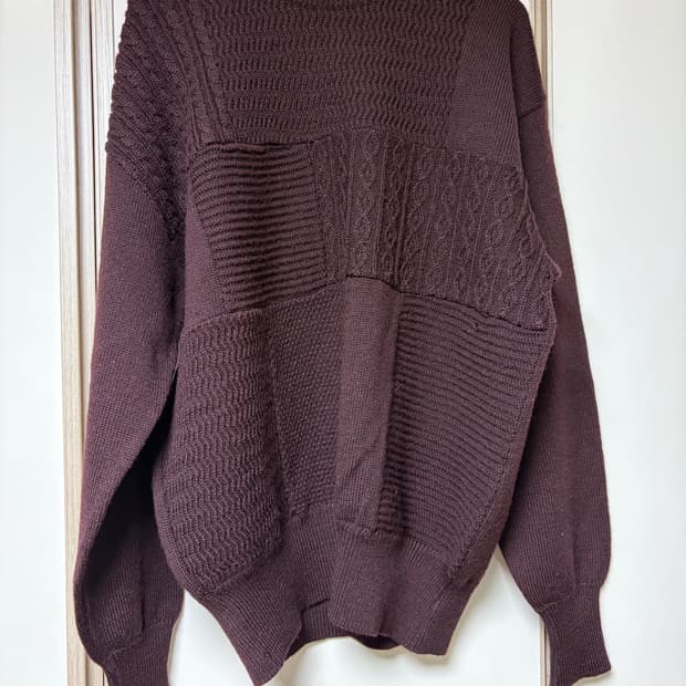 [L] 빈티지 80s 꼼데가르송옴므 패치워크 니트 다크 브라운