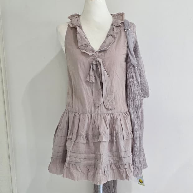 레이어드 모리걸 코디세트(캉캉 원피스+니트가디건)