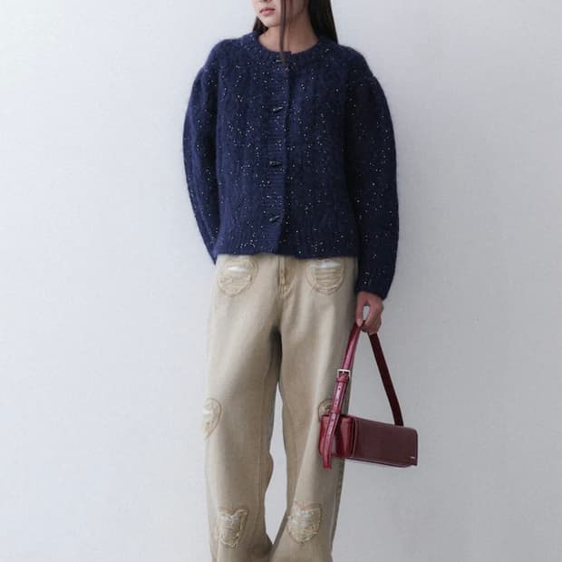 에핑글러 스팽글 가디건 네이비
