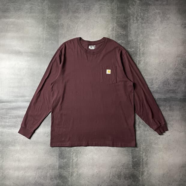 CARHARTT 칼하트 빈티지 버건디 롱 슬리브 스웨트셔츠 A00393