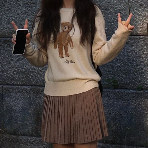 일본 빈티지 스웨이드 플리츠 스커트