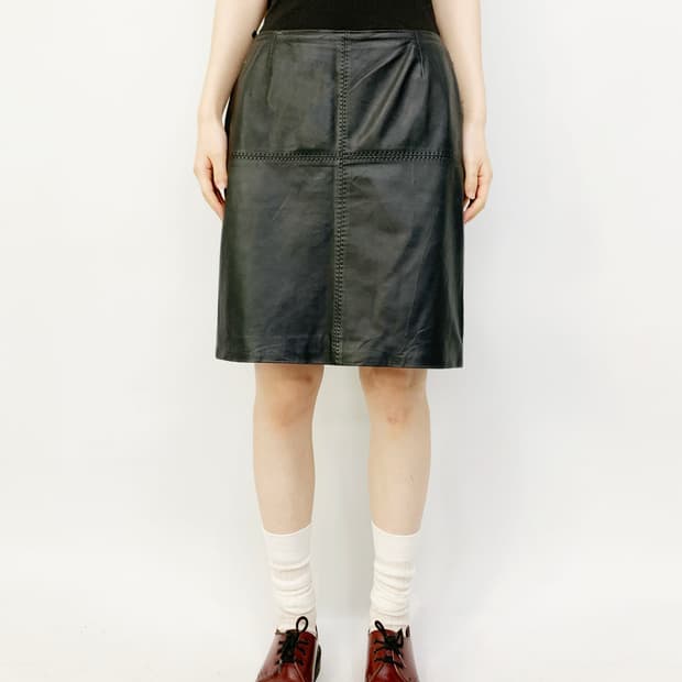 自由区 리얼 레더 스커트