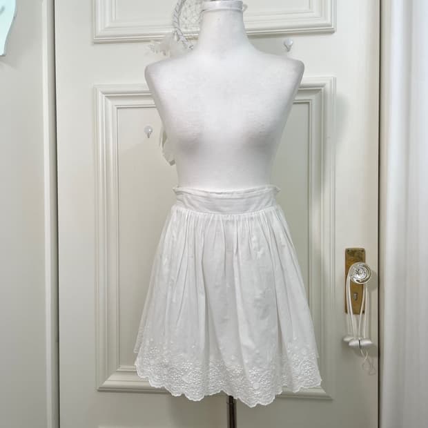 EARTH ivory lace cotton banding midi ski