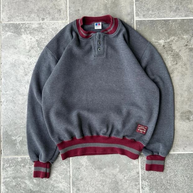 러셀 애슬레틱 빈티지 헨리넥 리브 라인 스웻셔츠