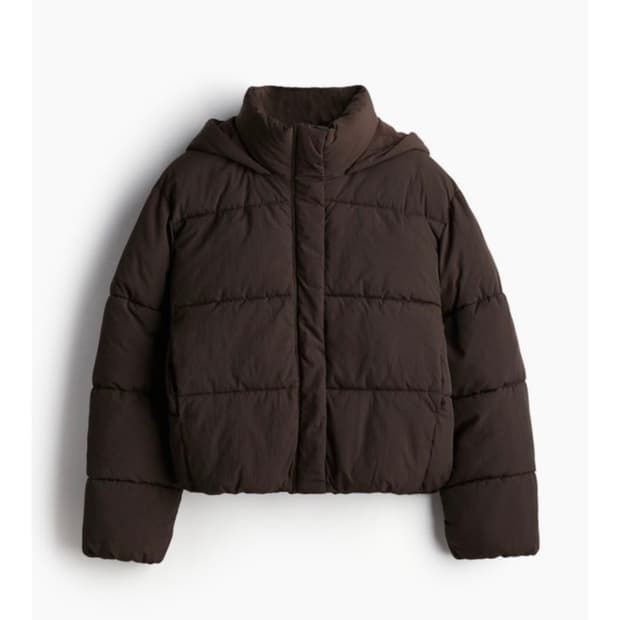 H&M 후드 퍼프패딩 다크브라운
