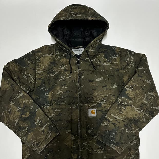 칼하트 카모 플리스 후드 자켓