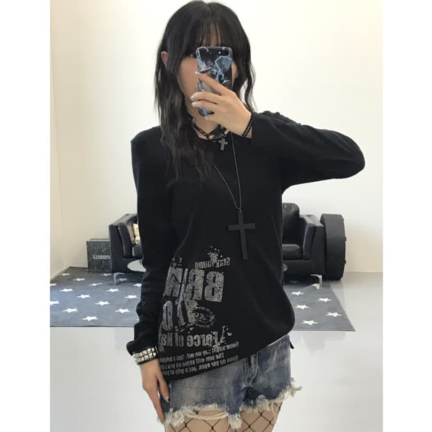 Oeillet Y2k Graphic Long Sleeve T-Shirts