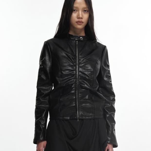 (구해요) 나체 셔링 레더 자켓