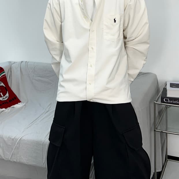 폴로 랄프로렌 화이트 오버핏 셔츠 L