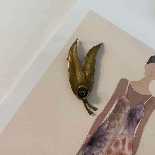 빈티지 잎사귀 브론즈톤 앤틱 브로치