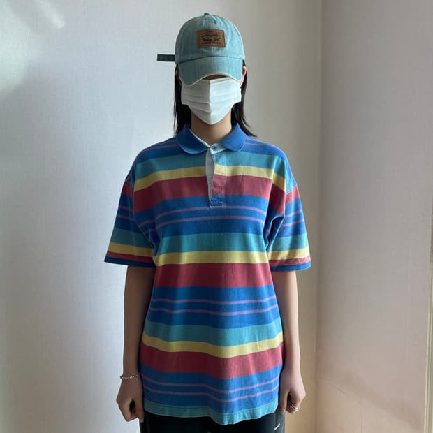 👕 [GAP] 빈티지 멀티 스트라이프 반팔 카라티