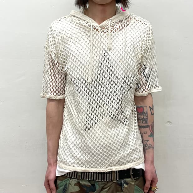 white-net hoodie T-shirt