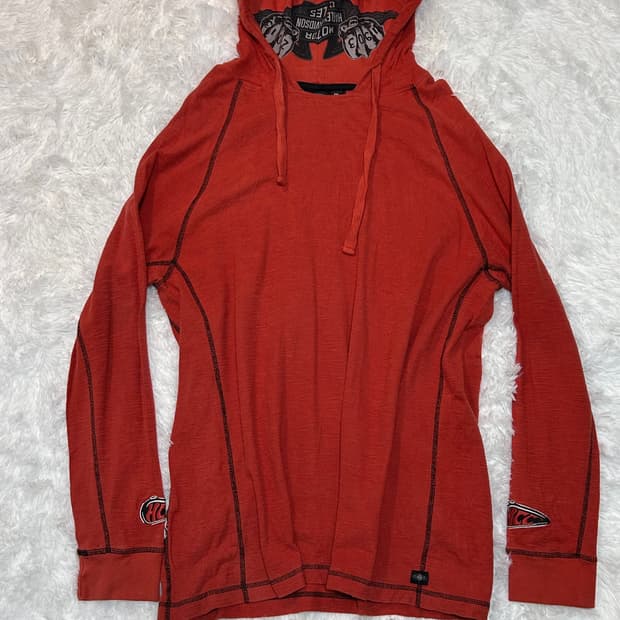 Harley Davidson orange waffle big hoodie