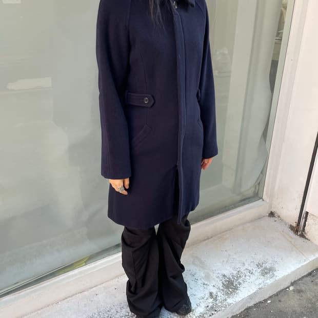 Sunao Kuwahara 네이비 울 코트