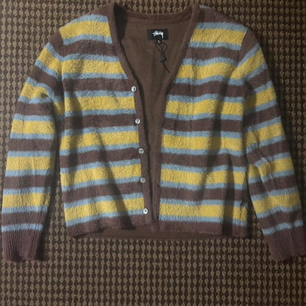 스투시 쉐기 스트라이프 가디건 브라운
