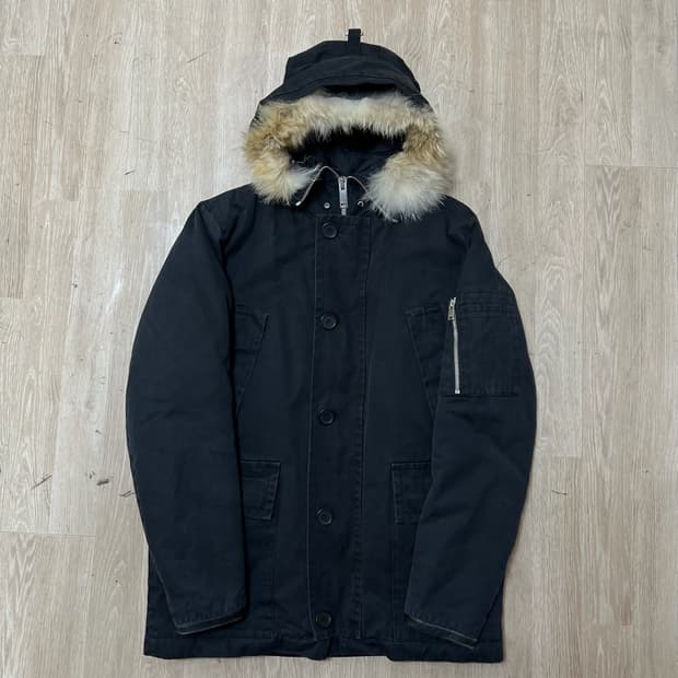 산드로 옴므 오버사이즈 퍼후드 야상 패딩 점퍼 S/90 