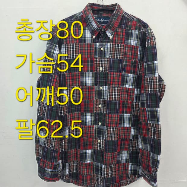 L 폴로 랄프로렌 패치워크 체크 셔츠