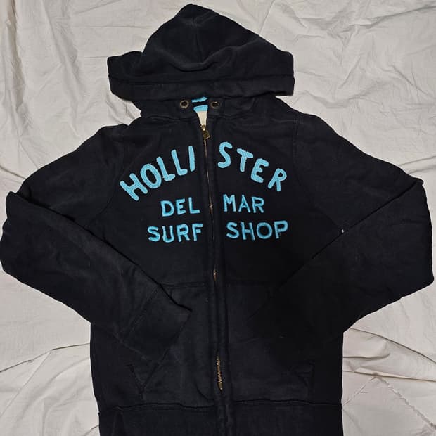 홀리스터 핀터깔 y2k 자수 후드집업 블랙 S