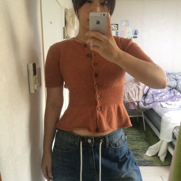 빈티지 반팔 니트 가디건