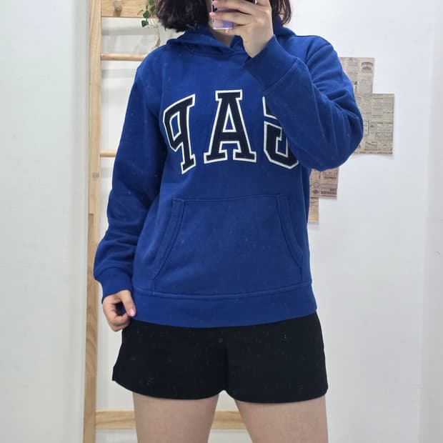 [프립]XL(12)/GAP 갭 로고 후드티 블루