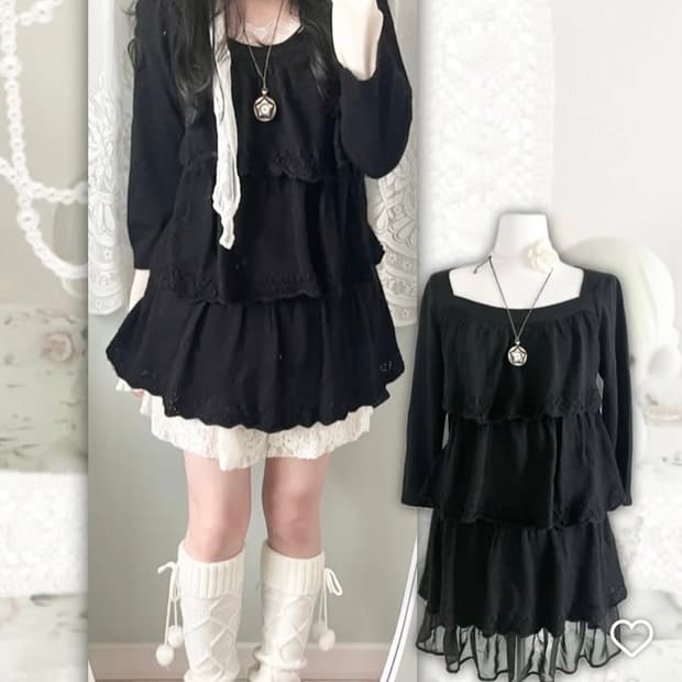 퍄뮤빈티지 파뮤 블랙 니트 원피스 고스로리공겜여주히메오네갸루모리걸하구미