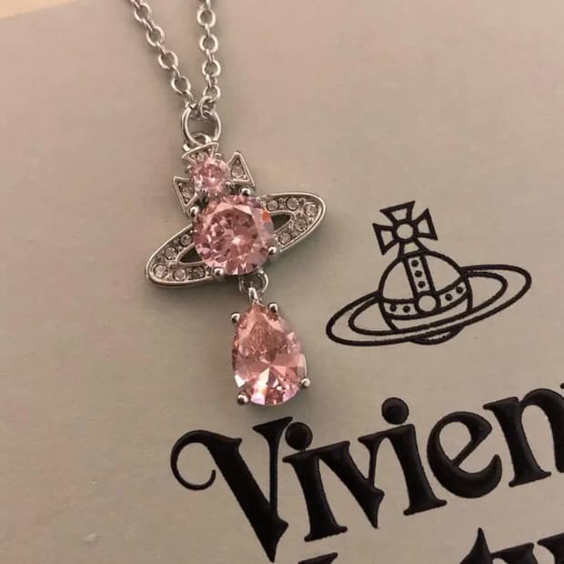비비안웨스트우드 핑크 오브 목걸이 이스메네 드롭 펜던트 플래니텀 핑크