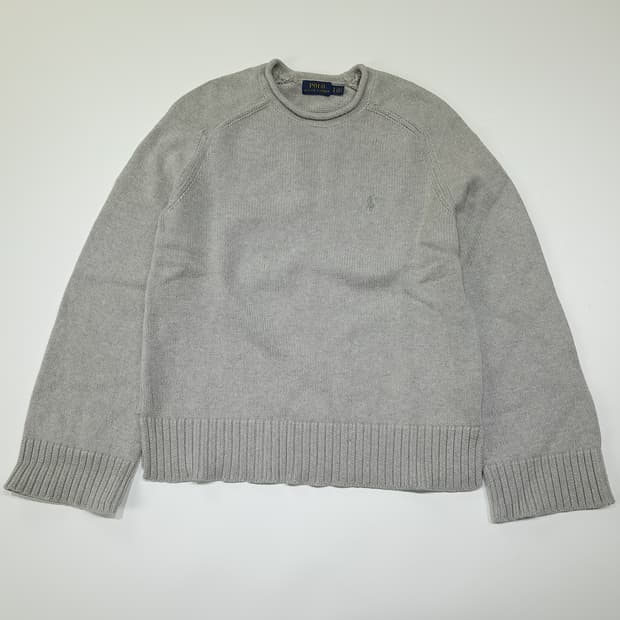 CL359 S 폴로 코튼 래글런 롤링엣지 아이스그레이 니트 스웨터