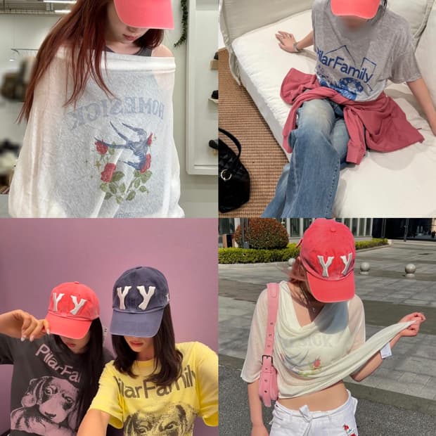 레드 오픈와이와이 로고 볼캡 모자