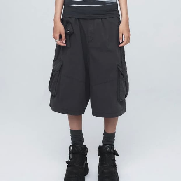 나체 WASHING CARGO HALF PANTS 차콜 사이즈0