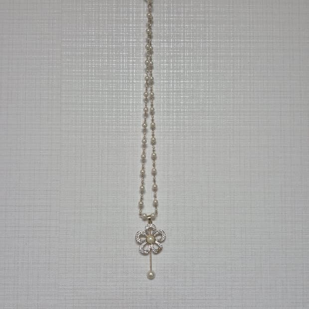 Japanese vintage 빅플라워 진주목걸이 