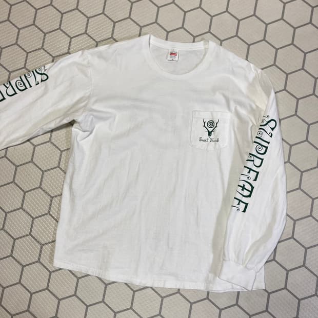(XL) 슈프림 21SS x 남이서팔 롱슬리브 화이트