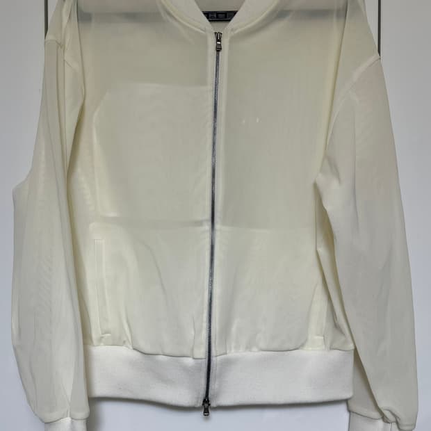 캘빈클라인 아이보리 시스루 숏 봄버 자켓 