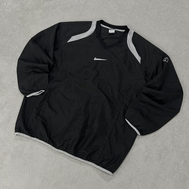 나이키 블랙 바람막이 V넥 풀오버 2XL