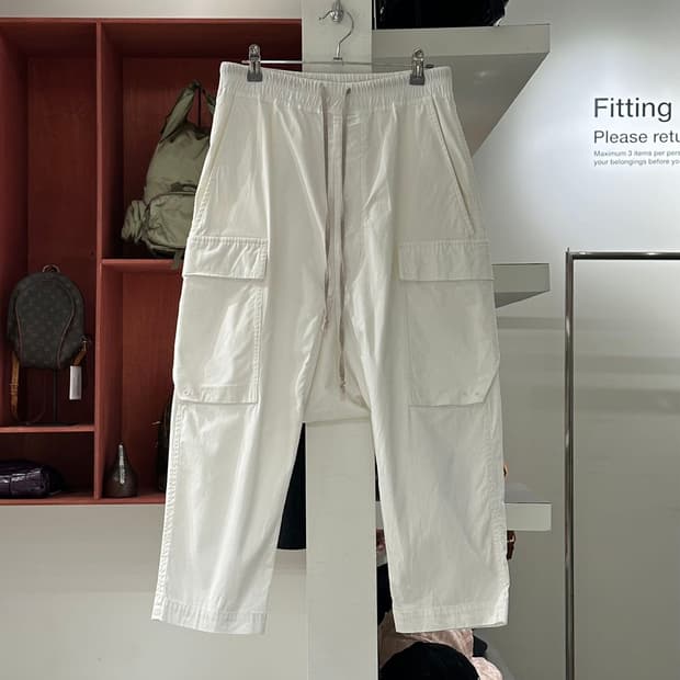 릭 오웬스 화이트 크리치 카코 베기 팬츠