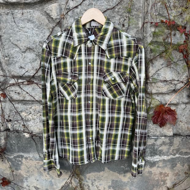 일본 빈티지 체크 웨스턴 셔츠